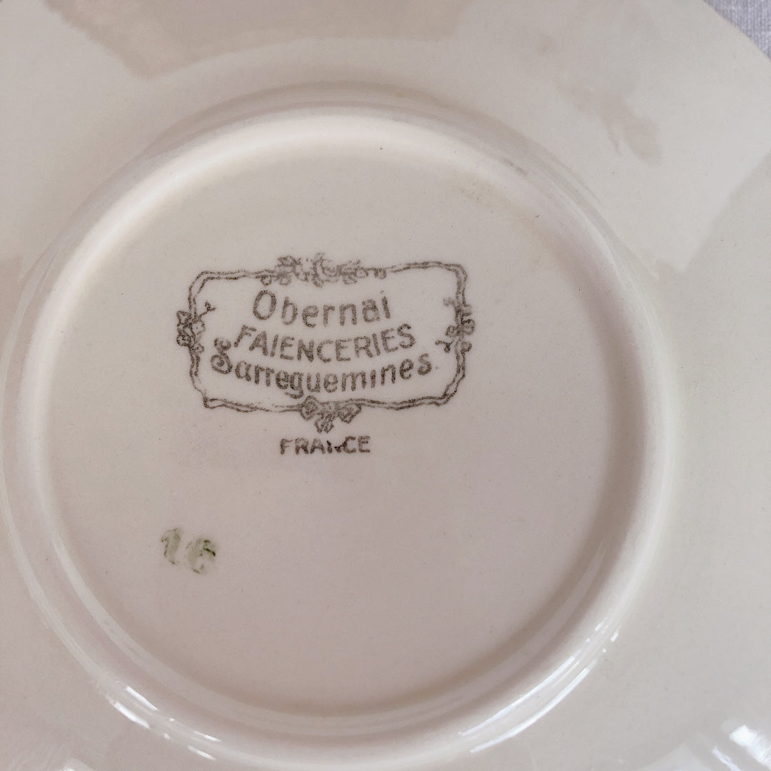 サルグミンヌ sarreguemines ‘’オベルネ‘’ コーヒーカップ&ソーサー B フランスアンティーク食器 フランス蚤の市・ブロカント