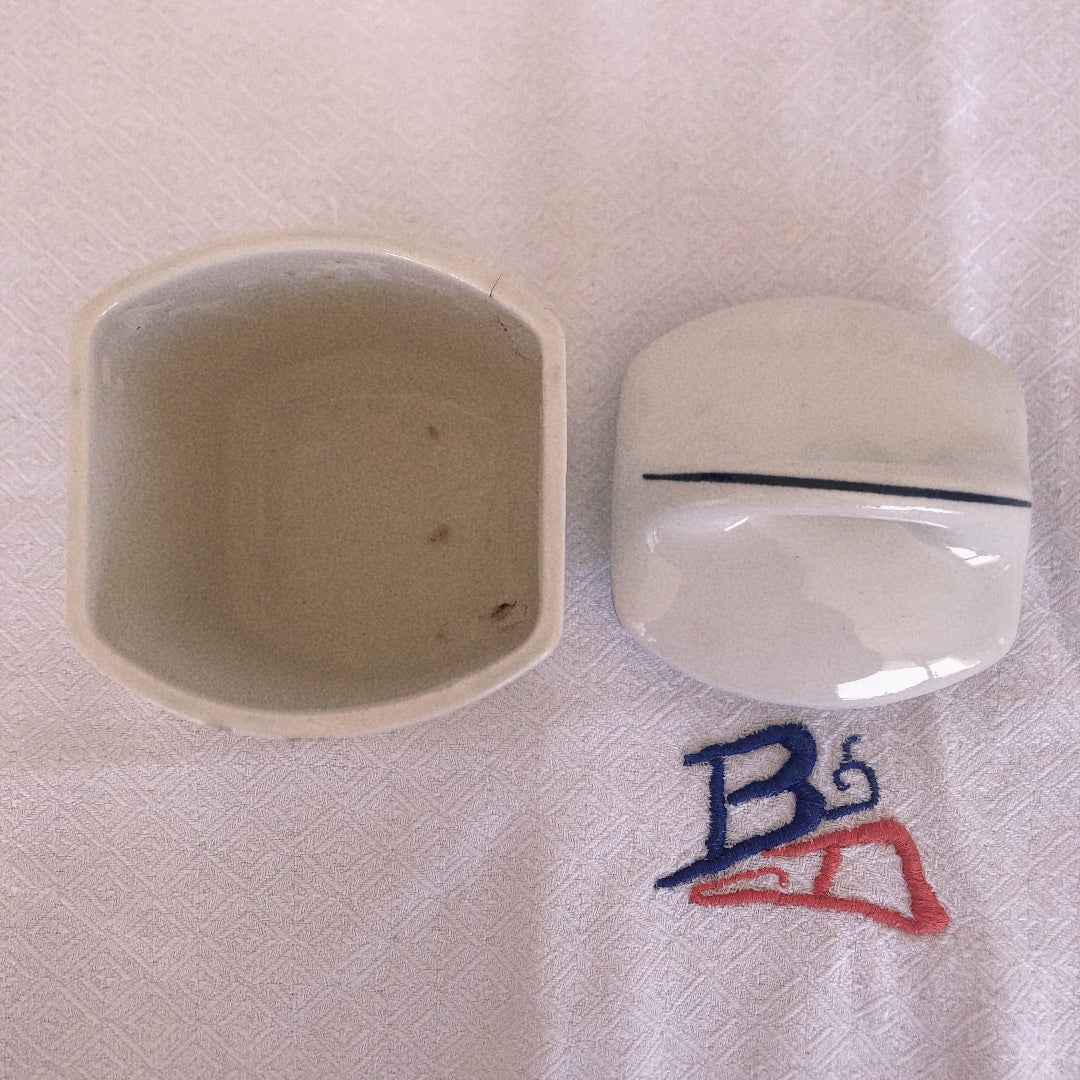 フランスアンティーク サンタマン バスク柄 陶器キャニスター 「ルージュ・ブルー」D フランスアンティーク食器 ブロカント 蚤の市