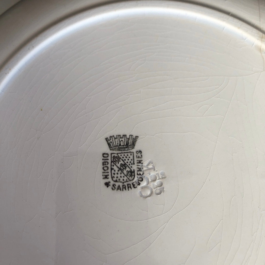 フランス アンティーク Digoin&sarreguemines ディゴワンサルグミンヌ 白い大きな深皿 29.5cm フランスアンティーク食器 ブロカント 蚤の市