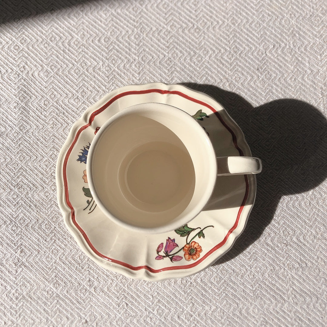 ディゴワンサルグミンヌ Digoin&sarreguemines アグレスト コーヒー/ティーポット&カップ&ソーサー フランスアンティーク食器 フランス蚤の市・ブロカント