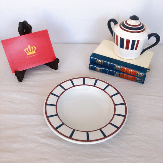 ディゴワンサルグミンヌ ピロブラン バスク柄 スーププレート 『ワインレッド・ネイビー』D フランスアンティーク食器 フランス蚤の市・ブロカント バスク柄食器