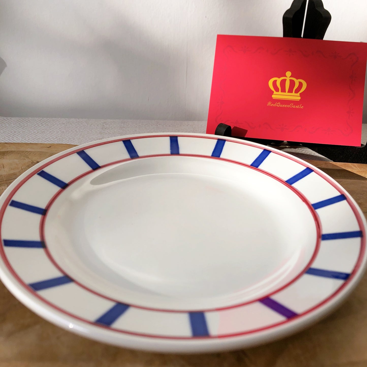ディゴワンサルグミンヌ バスク柄 プレート ・平皿『ルージュ・マリン』A フランスアンティーク食器 フランス蚤の市・ブロカント バスク柄プレート