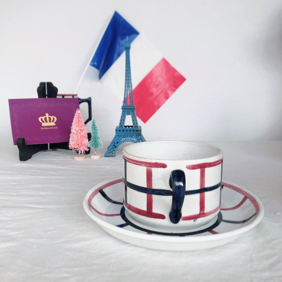 サンタマン バスク柄のカップ&ソーサー B フランスアンティーク食器 ブロカント 蚤の市