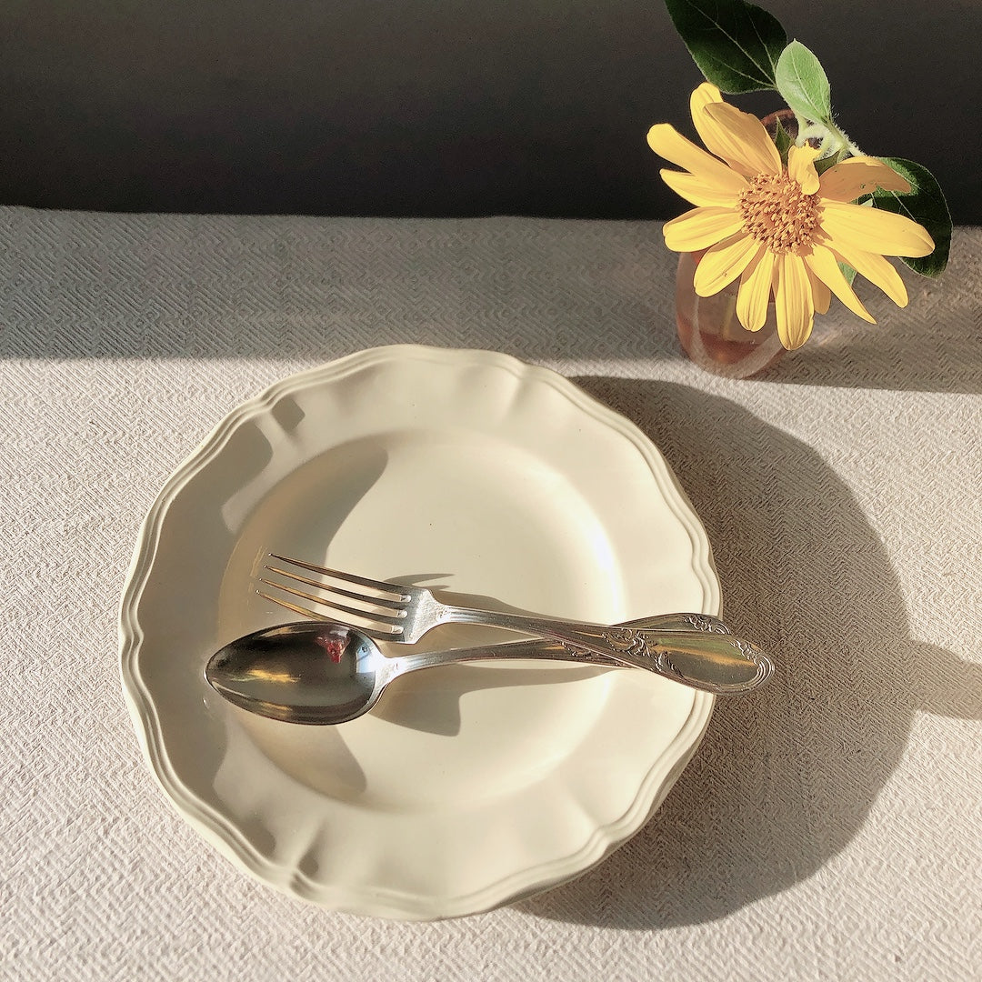 フランス ディゴワン&サルグミンヌ 花リム ディナープレート 平皿 25㎝ a フランスアンティーク食器 ブロカント・蚤の市