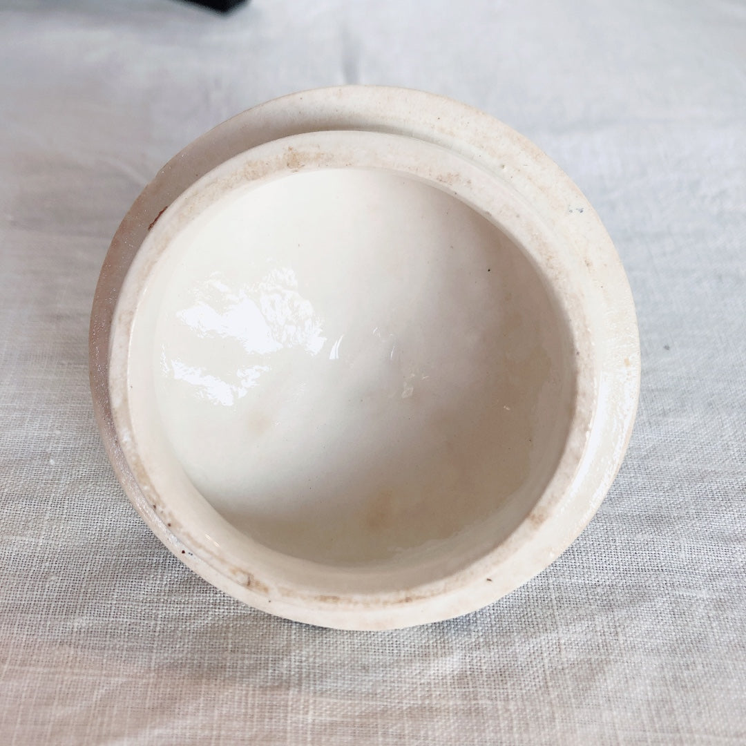 クレイユモントロー HBCM Béarn バスク柄 シュガーポット「ボルドー・ダークブルー」フランスアンティーク・食器・皿・プレート ブロカント