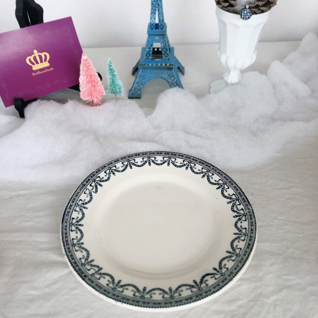 SALINS サラン ルイ16世ガーランド デザートプレート ガーランド柄 フランスアンティーク食器 ブロカント 蚤の市