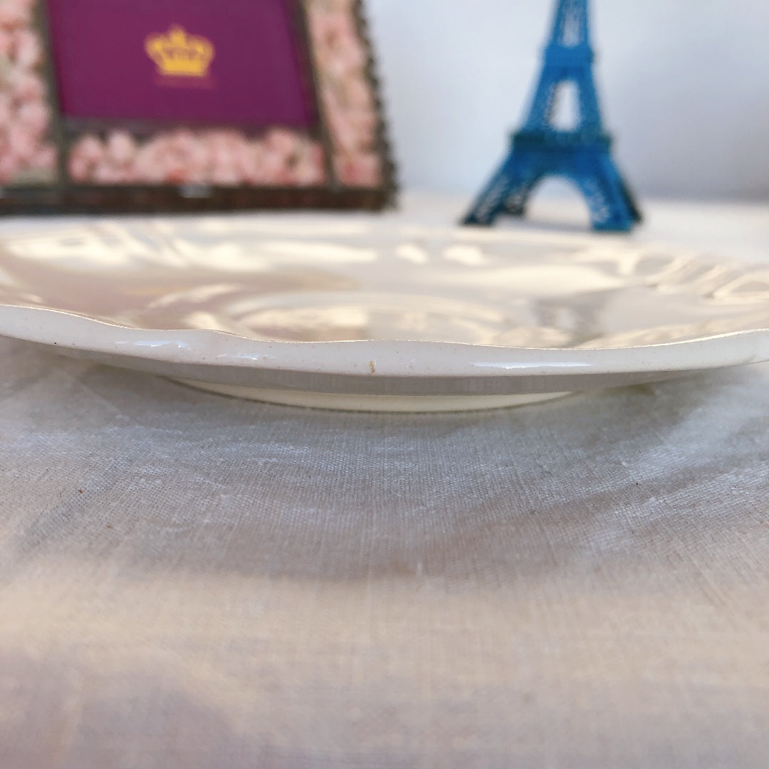 ディゴワンサルグミンヌ 花リム ソーサー・デザートプレート A フランスアンティーク食器 ブロカント 蚤の市