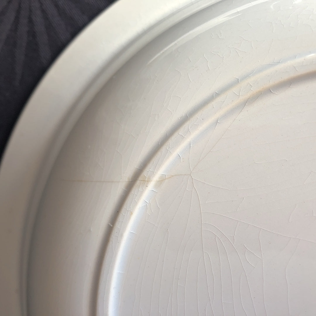 フランス アンティーク Digoin&sarreguemines ディゴワンサルグミンヌ 白い大きな深皿 29.5cm フランスアンティーク食器 ブロカント 蚤の市