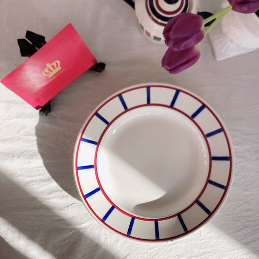 ディゴワンサルグミンヌ バスク柄プレート 大皿 30.8cm『ルージュ・マリン』フランスアンティーク食器 フランス蚤の市・ブロカント バスク柄食器