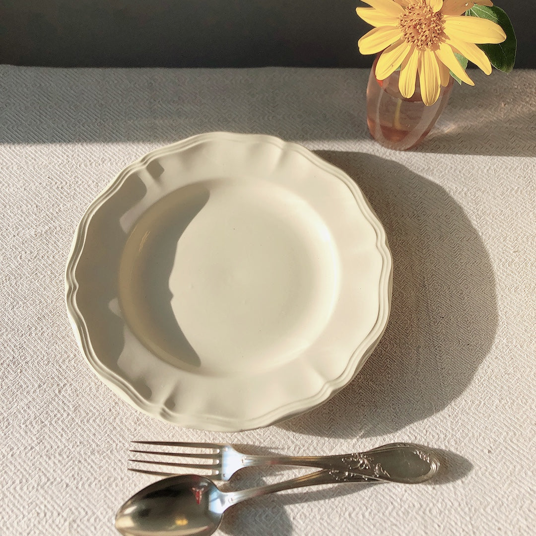 フランス ディゴワン&サルグミンヌ 花リム ディナープレート 平皿 25㎝ a フランスアンティーク食器 ブロカント・蚤の市