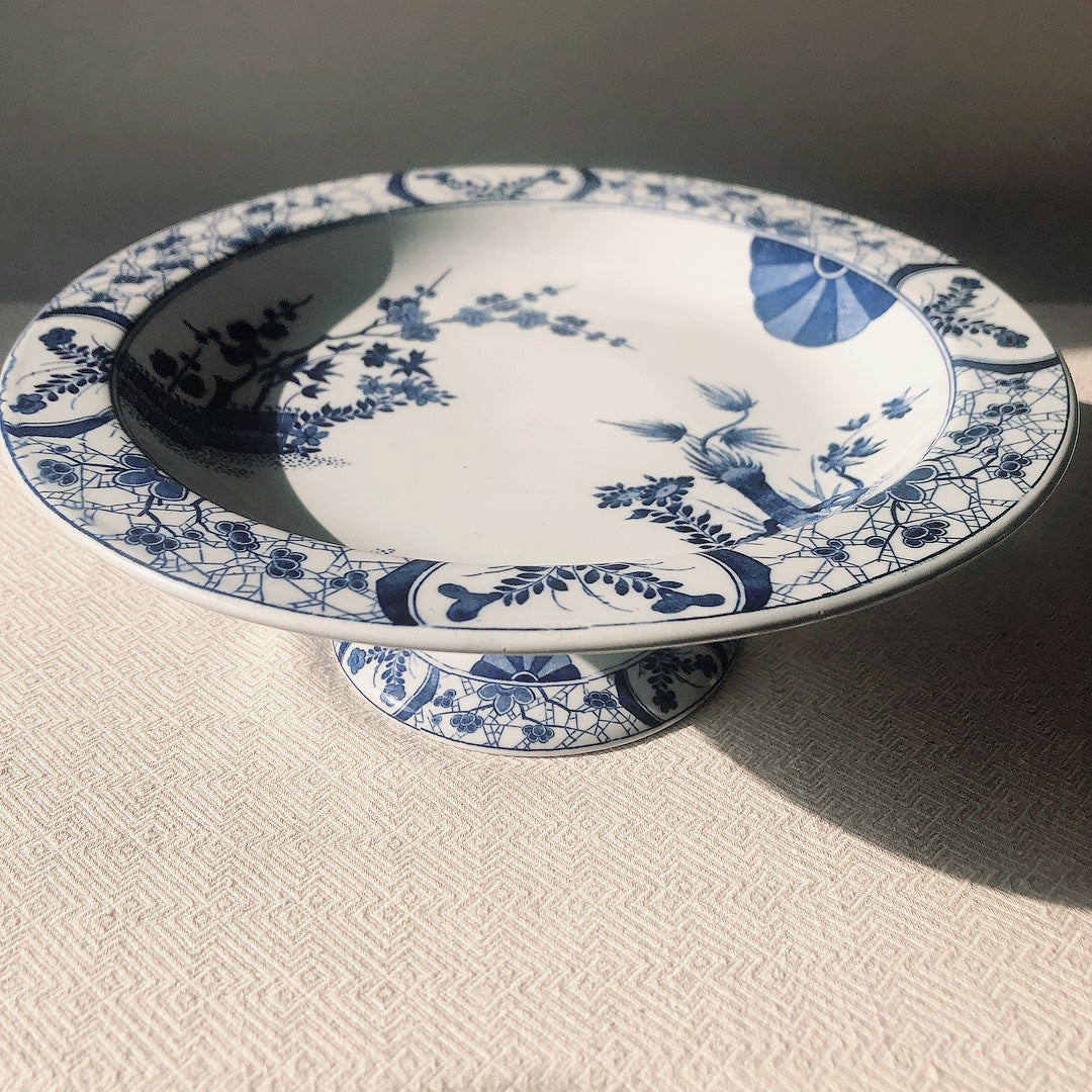 フランスアンティークプレート クレイユモントロー コンポティエ コンポ―ト皿『ジャポン』ブルー アンティーク食器 フランスブロカント・蚤の市