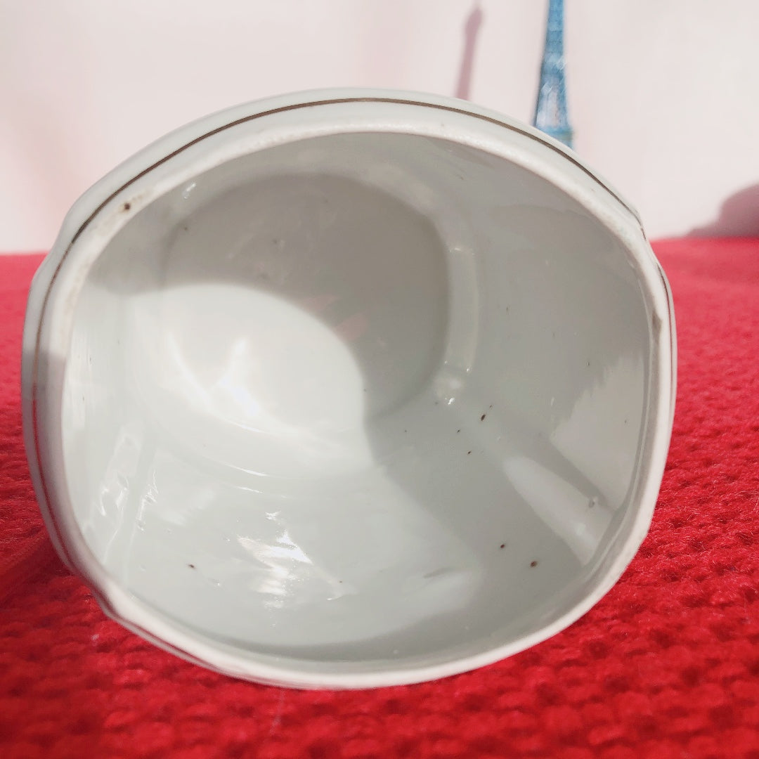 フランスアンティーク 陶器キャニスター ダミエ柄 レッド&ホワイト 3点セット フランスアンティーク食器 ブロカント 蚤の市