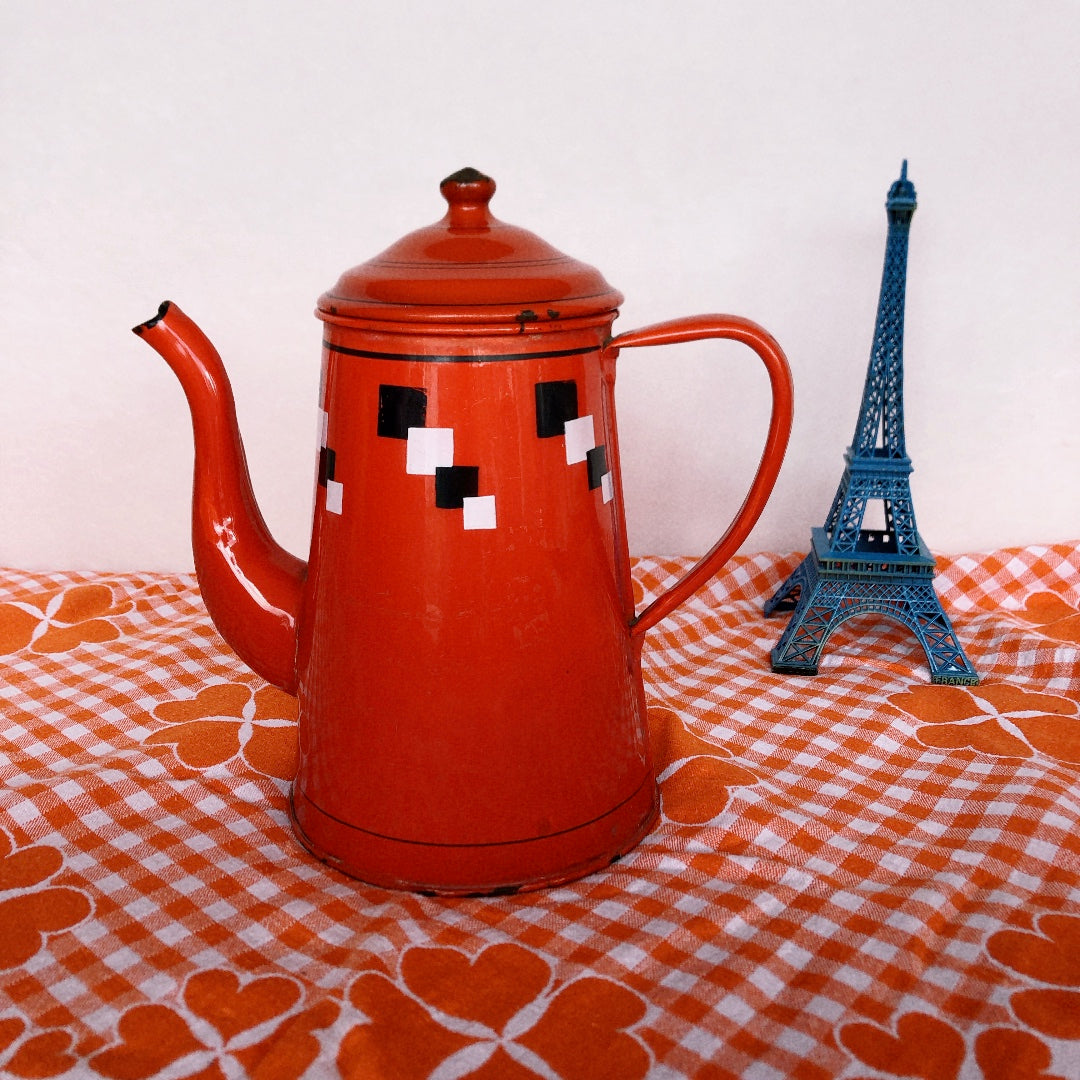 フランスアンティーク ホーロー製ポット/カフェティエール レッド フランスアンティーク・ビンテージ雑貨 ブロカント 蚤の市