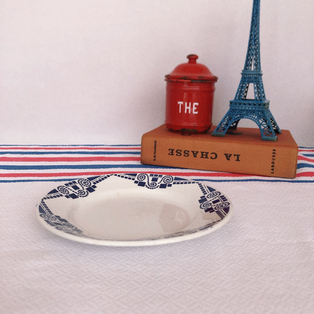 ムーランデルー Moulin des Loups 『PUBLEX』デザートプレート 幾何学模様 フランスアンティーク食器 ブロカント 蚤の市
