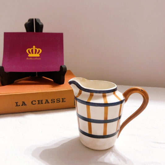 クレイユモントロー HBCM Béarn バスク柄 ミルクポット「マロン・ダークブルー」フランスアンティーク 食器 ブロカント