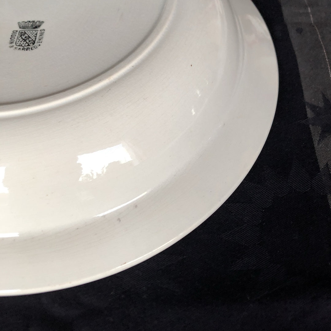 フランス アンティーク Digoin&sarreguemines ディゴワンサルグミンヌ 白い大きな深皿 30.5cm フランスアンティーク食器 ブロカント 蚤の市