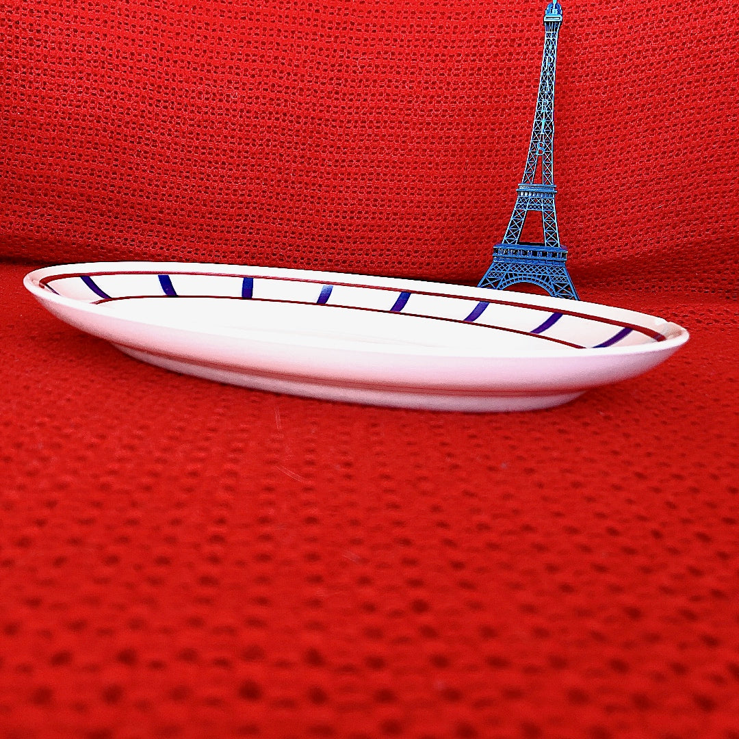 ムーランデルー Moulin des Loups バスク柄 オーバルプレート B フランスアンティーク食器 ブロカント 蚤の市
