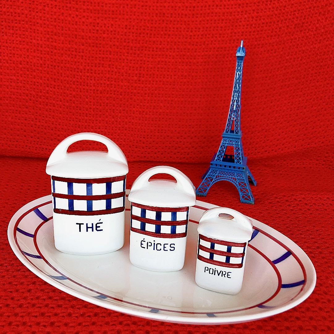 ムーランデルー Moulin des Loups バスク柄 オーバルプレート A フランスアンティーク食器 ブロカント 蚤の市