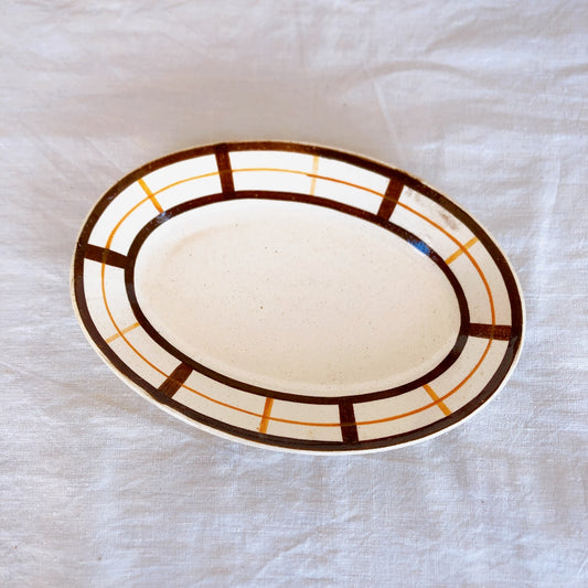 フランスアンティーク Longchamp ロンシャン YVONNE ラヴィエ バスク柄 マロン✕オレンジ フランスアンティーク食器 ブロカント 蚤の市