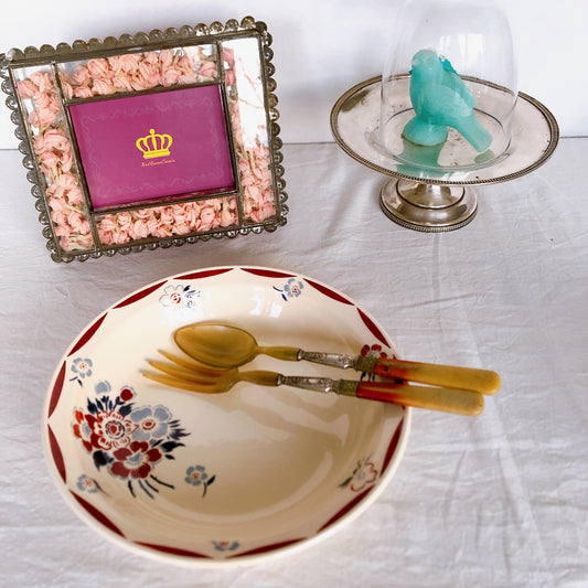 ご予約 フランスアンティーク K&G Luneville リュネヴィル 『EVREUX』花柄 サラダボウル サラディエ フランスアンティーク食器 ブロカント 蚤の市