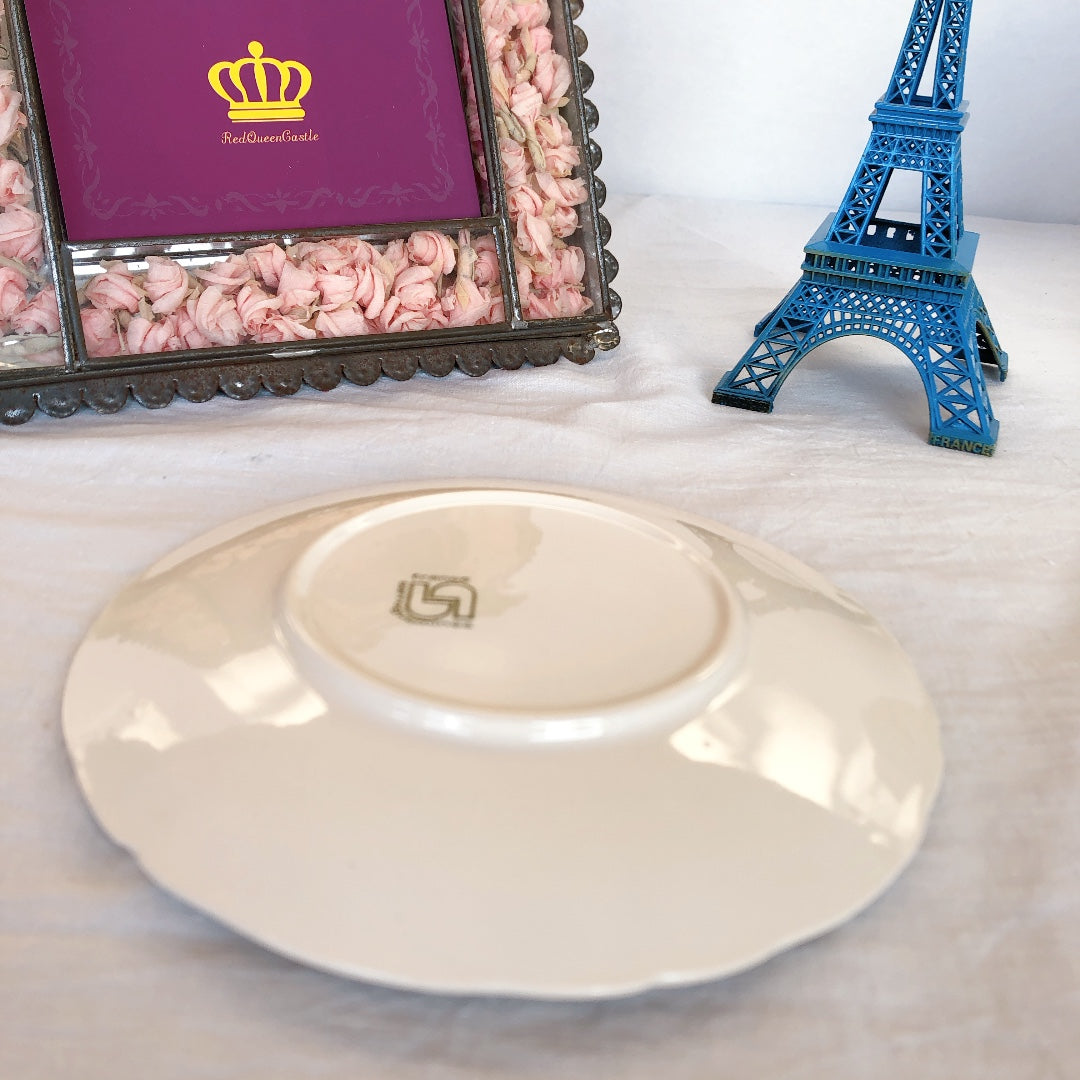 ディゴワンサルグミンヌ 花リム ソーサー・デザートプレート A フランスアンティーク食器 ブロカント 蚤の市