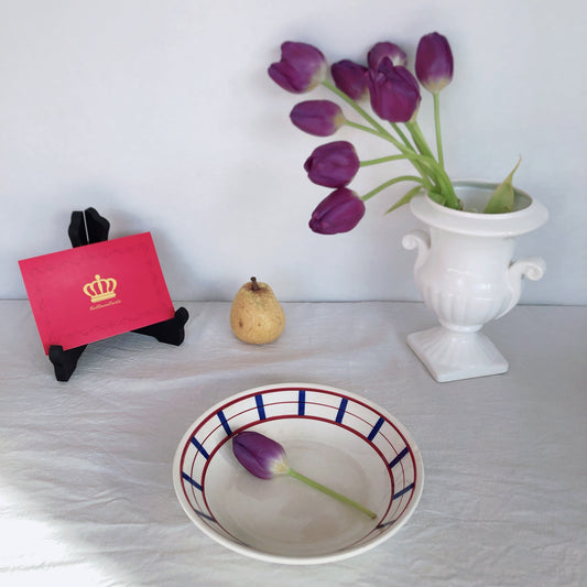 ディゴワンサルグミンヌ バスク柄 キャロットプレート ・深皿 FANDANGO『ルージュ・マリン』F フランスアンティーク食器 フランス蚤の市・ブロカント バスク柄プレート