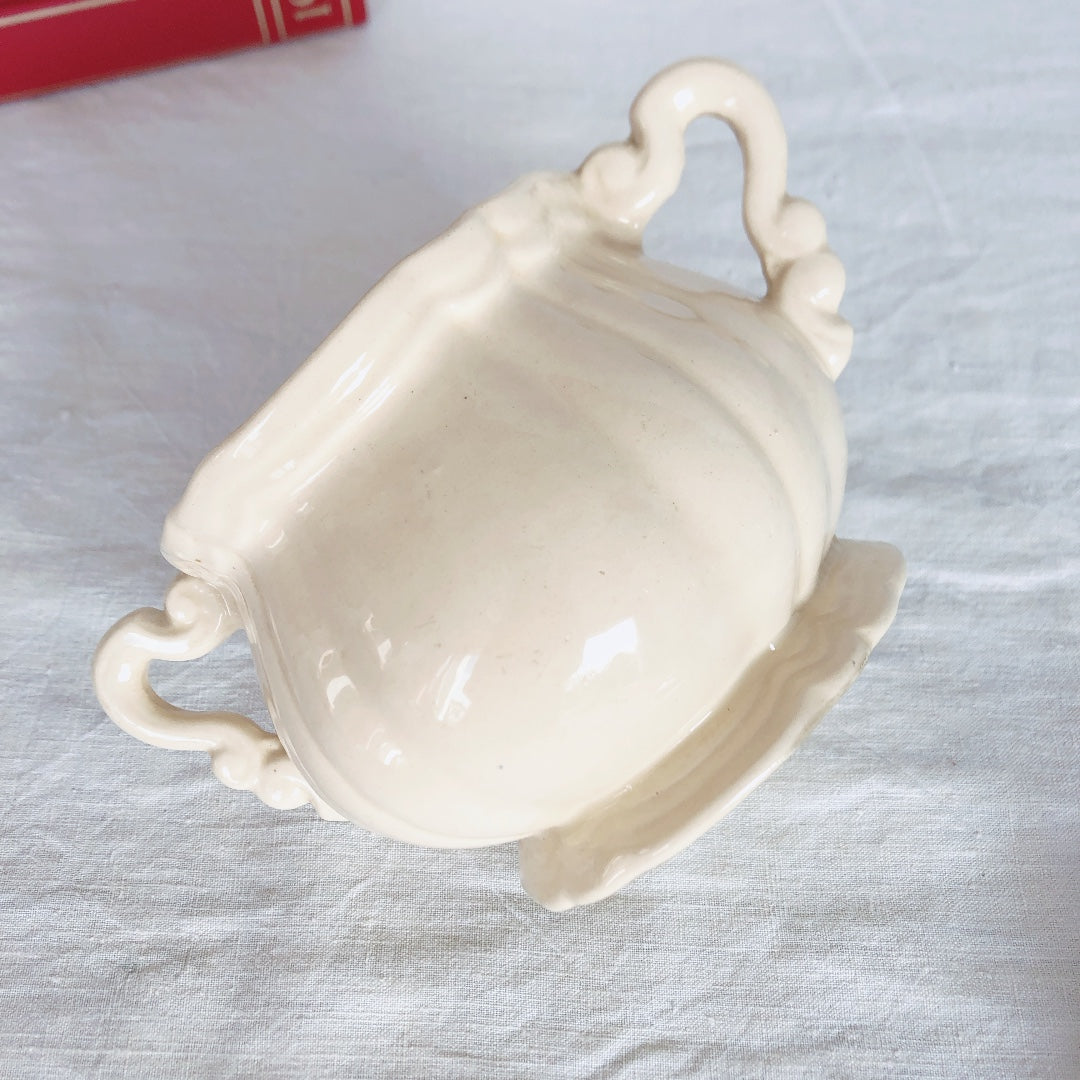 ディゴワンサルグミンヌ Digoin&sarreguemines 花リム シュガーポット&ミルクポット フランスアンティーク食器 フランス蚤の市・ブロカント