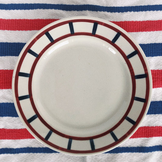 ご予約 フランスアンティーク HBCM Béarn クレイユエモントロー バスク柄 デザートプレート「レッドxダークブルー」A その他3点セットフランスアンティーク食器 ブロカント 蚤の市