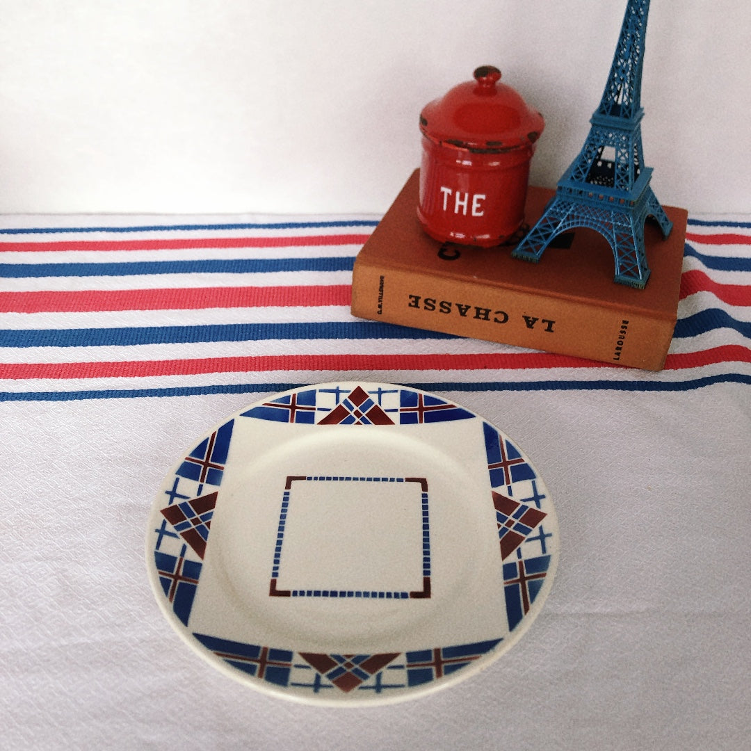 リュネヴィル LUNEVILLE " HOSSEGOR V.F.PARIS"シリーズ 幾何学模様プレート 平皿 B フランスアンティーク食器 蚤の市 ブロカント