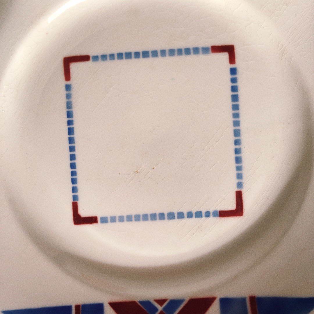 リュネヴィル LUNEVILLE " HOSSEGOR V.F.PARIS"シリーズ 幾何学模様プレート 平皿 Ⅾ フランスアンティーク食器 蚤の市 ブロカント