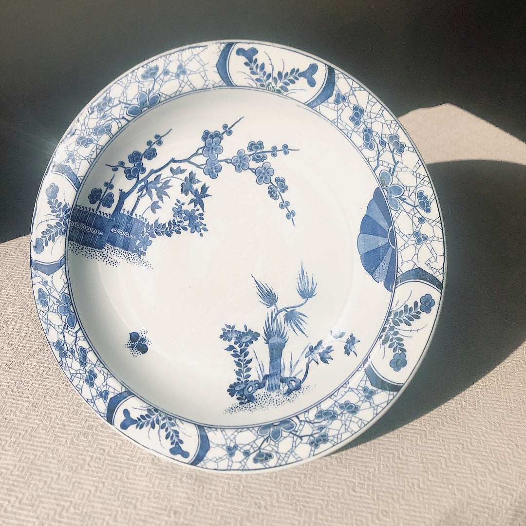フランスアンティークプレート クレイユモントロー コンポティエ コンポ―ト皿『ジャポン』ブルー アンティーク食器 フランスブロカント・蚤の市