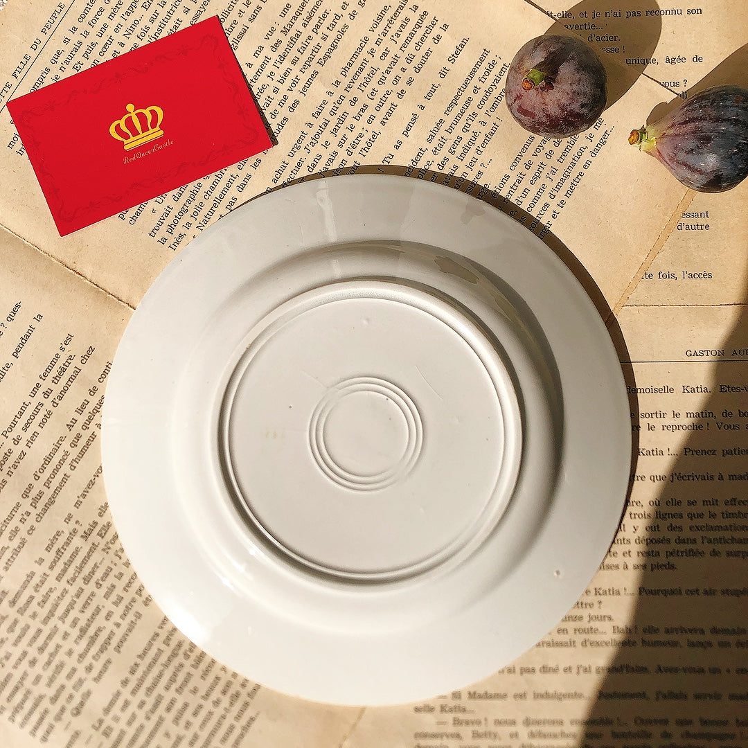 フランスアンティーク HBCM Béarn クレイユエモントロー バスク柄 デザートプレート「ボルドー・ダークブルー」B フランスアンティーク食器 ブロカント 蚤の市