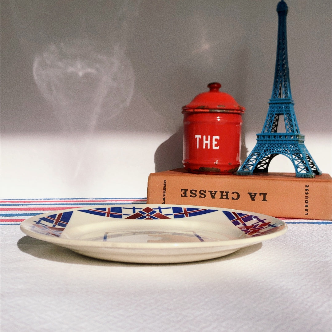 リュネヴィル LUNEVILLE " HOSSEGOR V.F.PARIS"シリーズ 幾何学模様プレート 平皿 A フランスアンティーク食器 蚤の市 ブロカント
