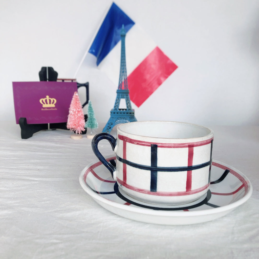 サンタマン バスク柄のカップ&ソーサー B フランスアンティーク食器 ブロカント 蚤の市