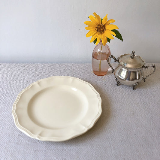 フランス ディゴワン&サルグミンヌ 花リム ディナープレート 平皿 25㎝ d フランスアンティーク食器 ブロカント・蚤の市