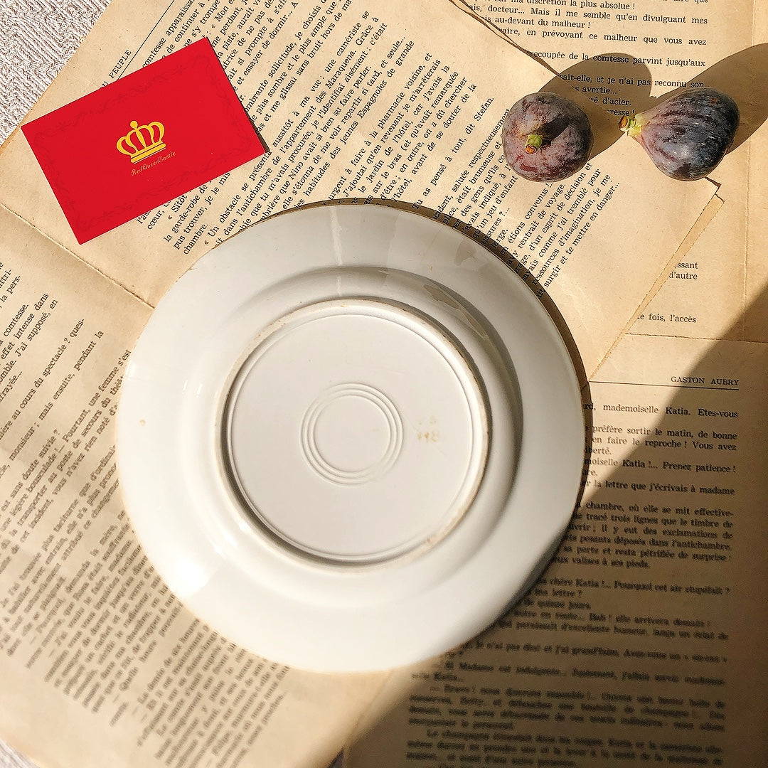 フランスアンティーク HBCM Béarn クレイユエモントロー バスク柄 デザートプレート「ボルドー・ダークブルー」C フランスアンティーク食器 ブロカント 蚤の市
