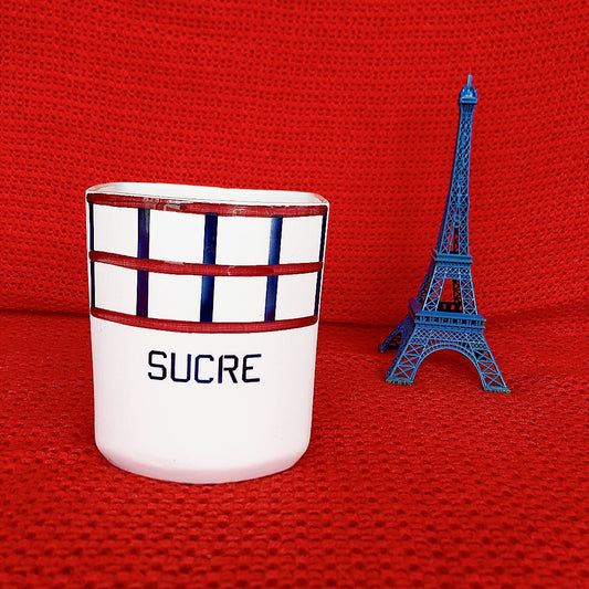 ご予約 フランスアンティーク HBCM Béarn クレイユエモントロー バスク柄 陶器キャニスター 「ルージュ・ブルー」A フランスアンティーク食器 ブロカント 蚤の市