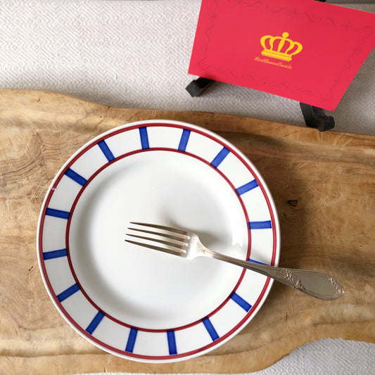 ディゴワンサルグミンヌ バスク柄 プレート ・平皿『ルージュ・マリン』B フランスアンティーク食器 フランス蚤の市・ブロカント バスク柄ディナープレート