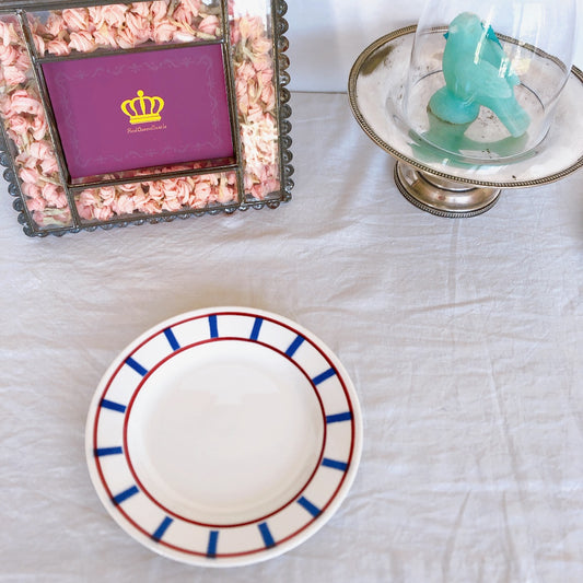 ディゴワンサルグミンヌ バスク柄 デザートプレート 『ルージュ・マリン』B フランスアンティーク食器 フランス蚤の市・ブロカント バスク柄食器 バスク柄のお皿