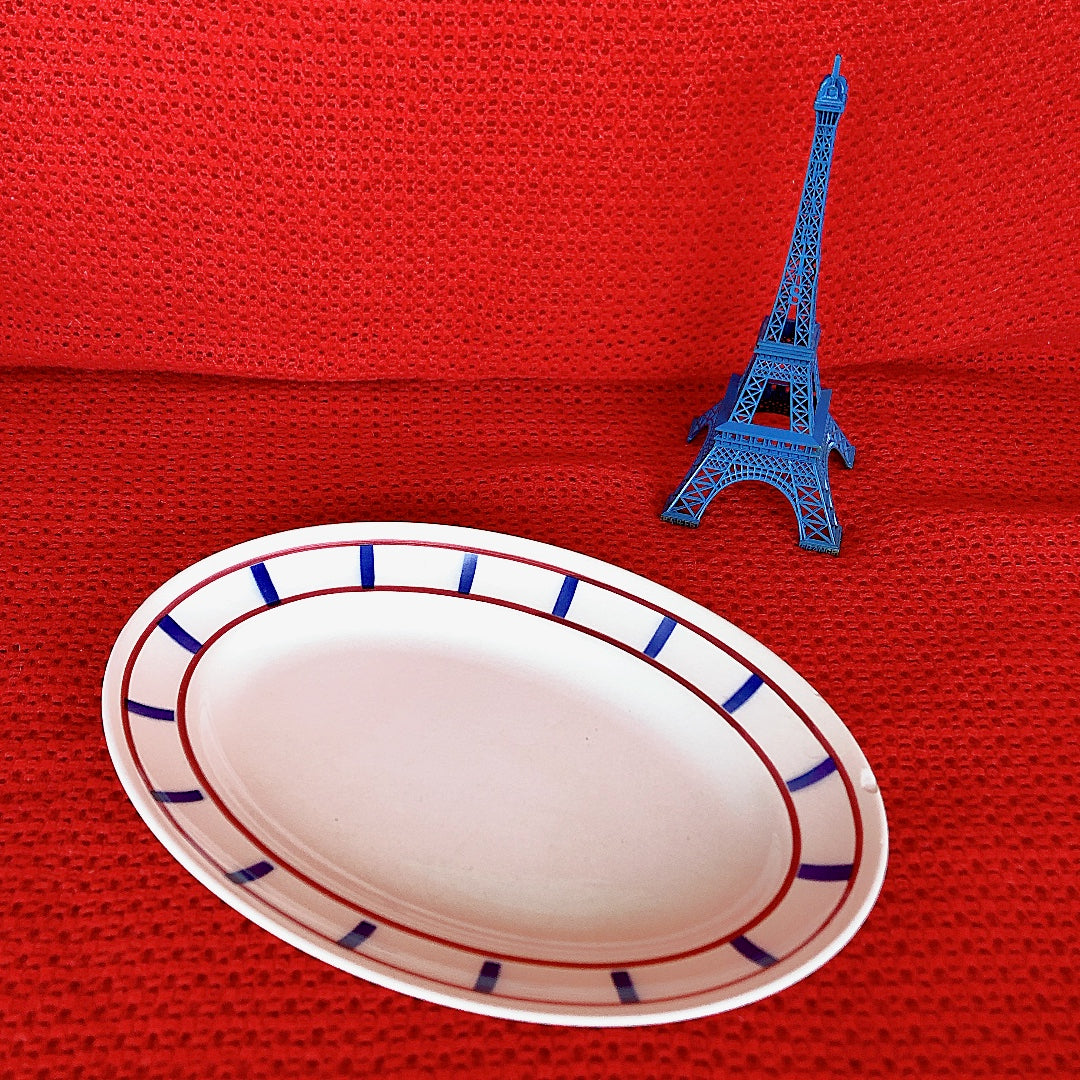 ムーランデルー Moulin des Loups バスク柄 オーバルプレート B フランスアンティーク食器 ブロカント 蚤の市
