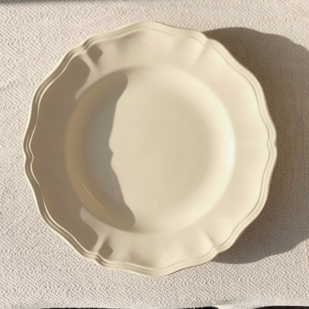 フランス ディゴワン&サルグミンヌ 花リム ディナープレート 平皿 25㎝ b フランスアンティーク食器 ブロカント・蚤の市