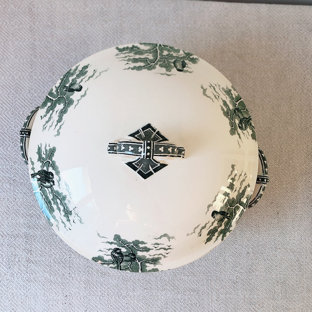 【美品】フランスアンティーク U&C sarreguemines サルグミンヌ スーピエール ”NEIGE”小鳥 フランスアンティーク食器 ブロカント 蚤の市