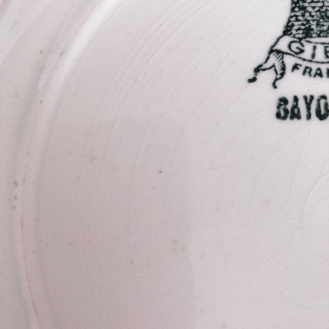 ご予約バスク柄食器セット ジアン Gien 『BAYONNE』ディナープレート バスク柄 レッド✕ブルー A フランスアンティーク・食器・皿・プレート ブロカント