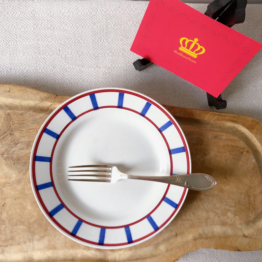 ディゴワンサルグミンヌ バスク柄 プレート ・平皿『ルージュ・マリン』D フランスアンティーク食器 フランス蚤の市・ブロカント バスク柄ディナープレート