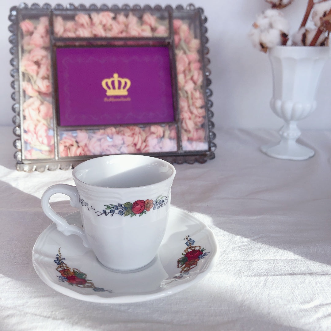 サルグミンヌ sarreguemines ‘’オベルネ‘’ コーヒーカップ&ソーサー 3客セット フランスアンティーク食器 フランス蚤の市・ブロカント
