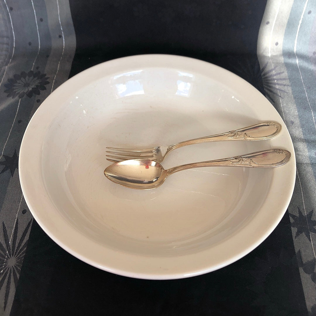 フランス アンティーク Digoin&sarreguemines ディゴワンサルグミンヌ 白い大きな深皿 30.5cm フランスアンティーク食器 ブロカント 蚤の市