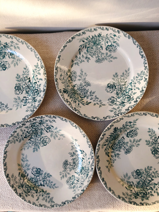 【ご予約】サルグミンヌ églantine デザートプレート4枚セット フランスアンティーク食器 フランス蚤の市・ブロカント