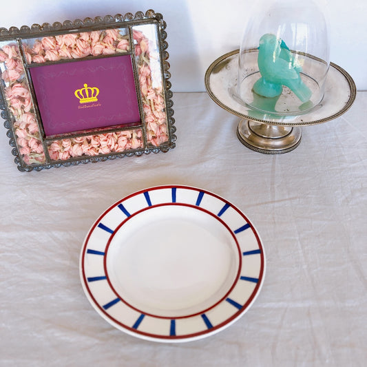 ディゴワンサルグミンヌ バスク柄 ディナープレート 『ルージュ・マリン』A フランスアンティーク食器 フランス蚤の市・ブロカント バスク柄食器 バスク柄のお皿