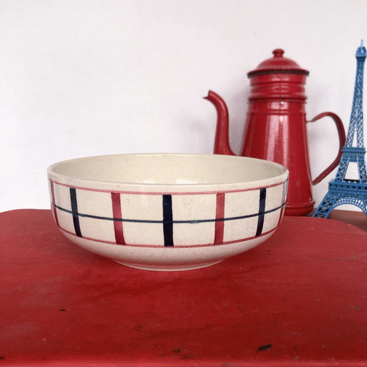 サンタマン St Amand 『Lou Basquez』サラディエ サラダボール バスク柄 フランスアンティーク 蚤の市 ブロカント