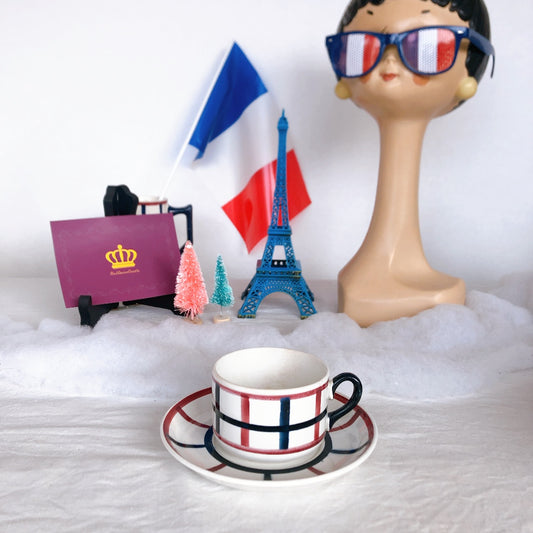 サンタマン バスク柄のカップ&ソーサー フランスアンティーク食器 ブロカント 蚤の市